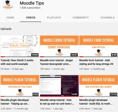 Moodle Tips YouTube channel