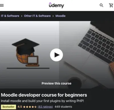 Moodle developer course on Udemy
