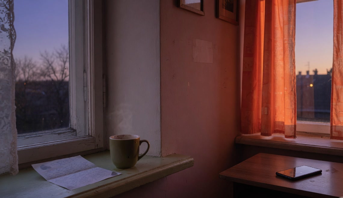 Two rooms at dusk, a note and a phone.